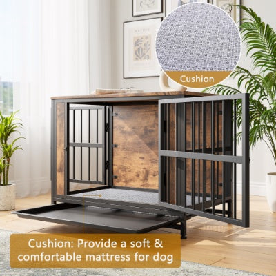 Dog Crate Furniture Wooden Dog Crate Table Rustic Brown