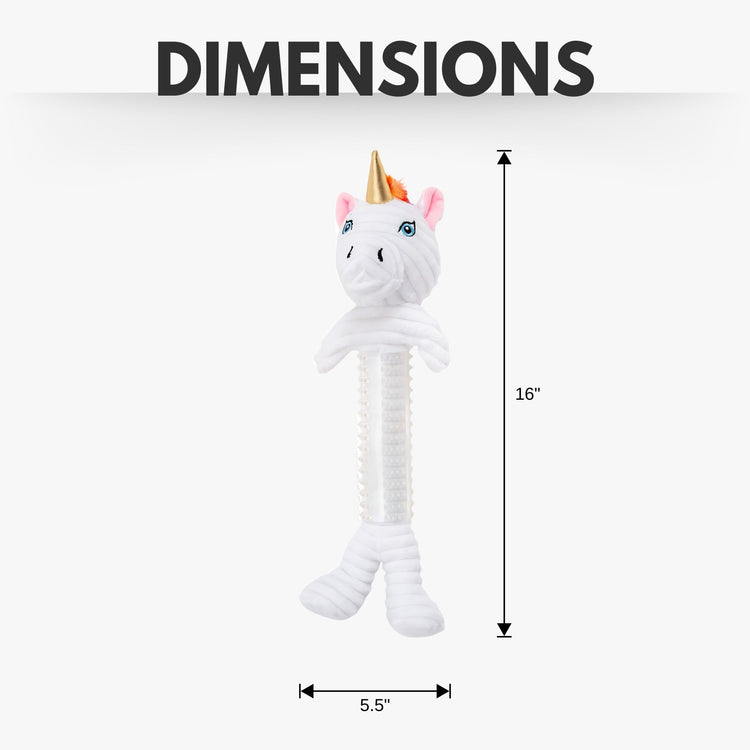 Country Living Thermoplastic Rubber Skinny Unicorn Corduroy Plush Dog Toy – with Squeaker & Crinkle Paper