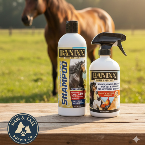 Banixx Shampoo & Spray 16 oz – Horse & Dog Skin & Coat Care Combo – USA Made