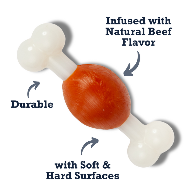 Country Living TPR & Nylon Bone Dog Chew Toy - Beef-Flavored, Ideal for Small Dogs