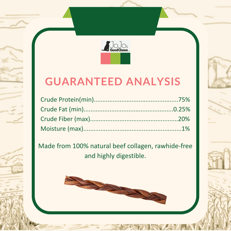 Braided Collagen Stick Dog Treats for Joint Health - 12-Inch Standard (4-Pack)