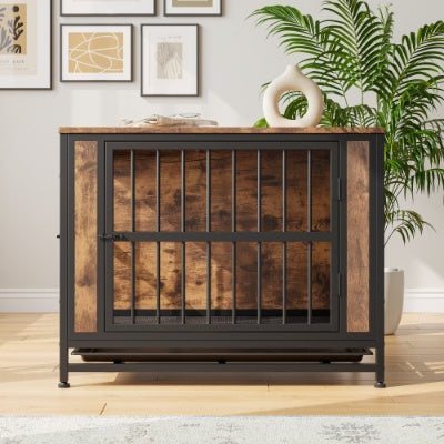 Dog Crate Furniture Wooden Dog Crate Table Rustic Brown