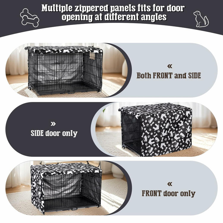 kefit Dog Crate Cover Kennel Cover Black/Paw 42 inch Size 42