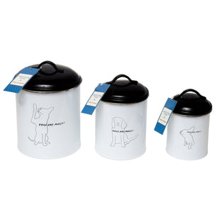 Country Living Set of 3 Pet Treat Storage Canisters – Black & White