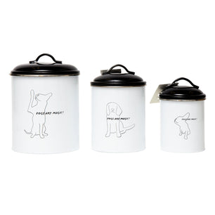 Country Living Set of 3 Pet Treat Storage Canisters – Black & White