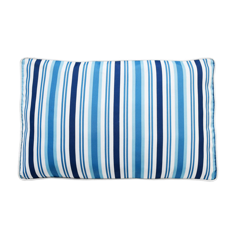 24" X 36" Blue And White Striped Pillow Style Pet Bed With Removable Cover