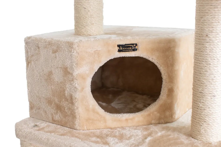 Real Wood 72" H Pet Cat Tower W Lounge Basket, Perch, A7204