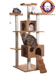 Real Wood 74" Multi-Level Cat Tree Large Cat Play Furniture