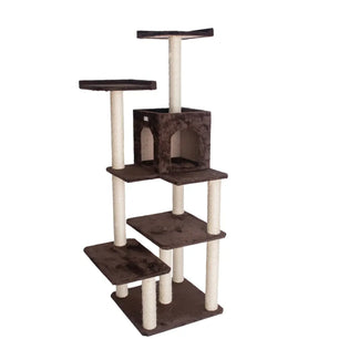 GleePet 66-Inch Cat Tree Real Wood Cat Climber W 4 Levels