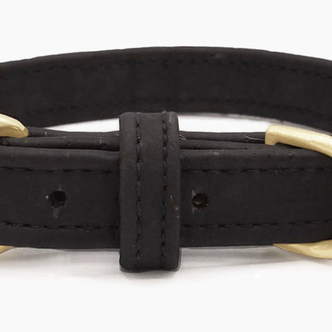 Midnight Black Cork Leather Collar