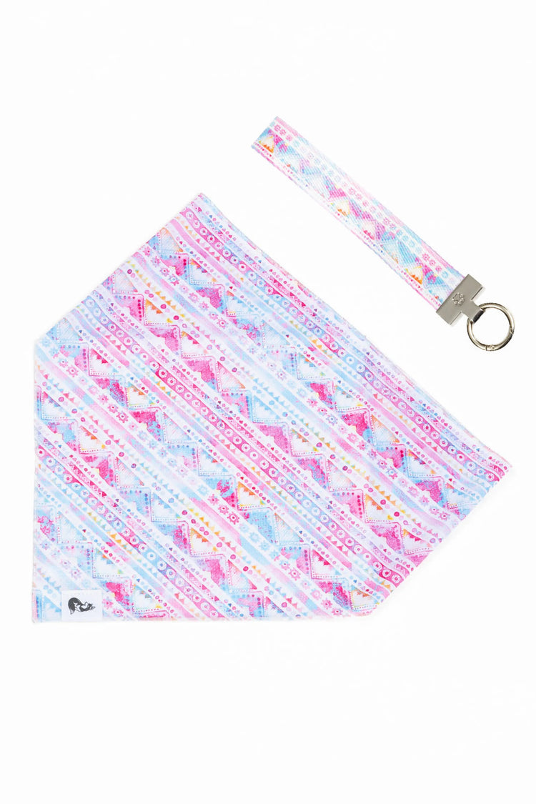 Pink and Blue Tribal Dog Bandana & Matching Keychain