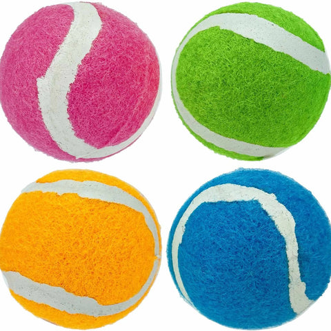 Multipet Minipet Squeaky Tennis Balls Dog Toy Assorted Colors 4pk 2.5