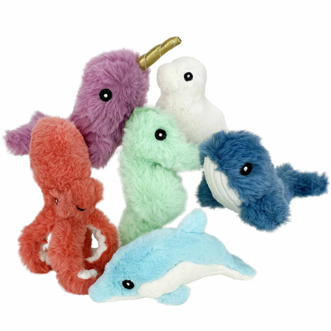 Multipet Minipet Deep Sea Cuddlerz Plush Dog Toy Assorted Animals 5
