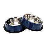 Country Living Set of 2 Ribbed Non-Slip Pet Bowls – Poseidon Blue