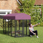 Welded Wire Outdoor Dog Kennel with 360° Rotating & Adjustable Bowls, Waterproof Cover, 7.9 x 4 x 6 ft