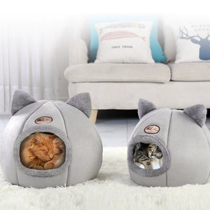 Pet Bed with Cat Ears Cat Bed for Small Medium Large Cats Keep Warm in Winter Comfortable and Soft Machine Washable