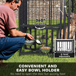 Welded Wire Outdoor Dog Kennel with 360° Rotating & Adjustable Bowls, Waterproof Cover, 7.9 x 4 x 6 ft