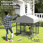 Welded Wire Dog Kennel with 360 Rotating & 4 Levels Adjustable Bowls, Waterproof Cover, 3.9 X 3.9 X 4.5