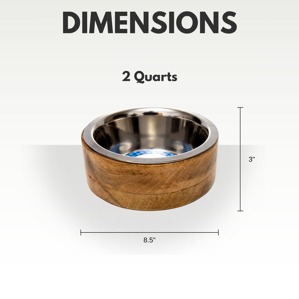 Country Living Stainless Steel Dog Bowl with Cylindrical Mango Wood Holder