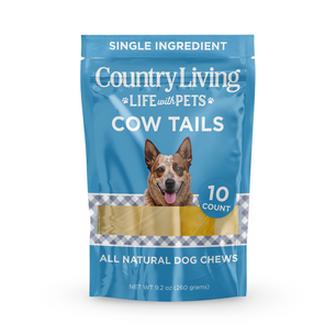 Country Living 5”-7” Cow Tails Dog Chews – 10 Count Bag – All-Natural, Single-Ingredient, Long-Lasting Beef Chews – High-Protein, Grain-Free – Promotes Dental Health