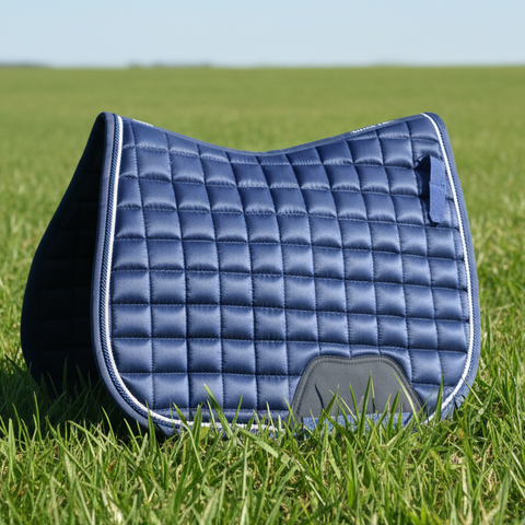 Blue Horse Saddle Pad  for Jumping with Ear Bonnet, Bell Boot