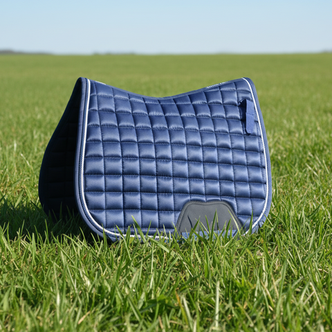 Blue Horse Saddle Pad  for Jumping with Ear Bonnet, Bell Boot