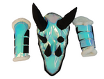 Dragon Horse Saddle Pad, Ear Bonnet & Horse Boot Set, Breathable, Shock Absorbing Equestrian Gear