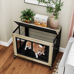 Industrial Dog Kennel with Flip-up Top 3 Lockable Doors and Removable Tray-Gray