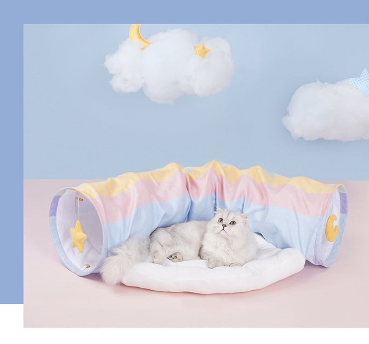 Collapsible Removable Cat Tunnel Tube With Cat Bed Set