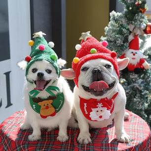 Christmas Pet Clothes with Colorful Ball, Dog Hat & Cartoon Accessories