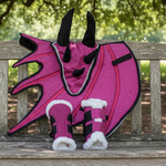 Pink Horse Dragon Saddle Pad, Ear Bonnet & Horse Boot Set