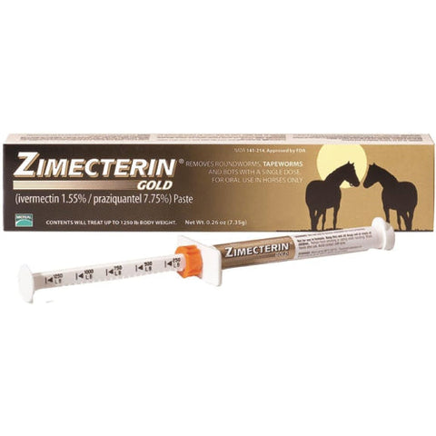 Merial Zimecterin Gold Dewormer Paste Horses 7.35g Treats Tapeworms Bots 1250 lb