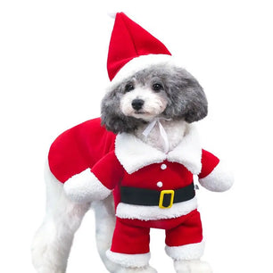 Funny Christmas Pet Costume – Santa Outfit for Dogs & Cats, Warm Winter Clothes