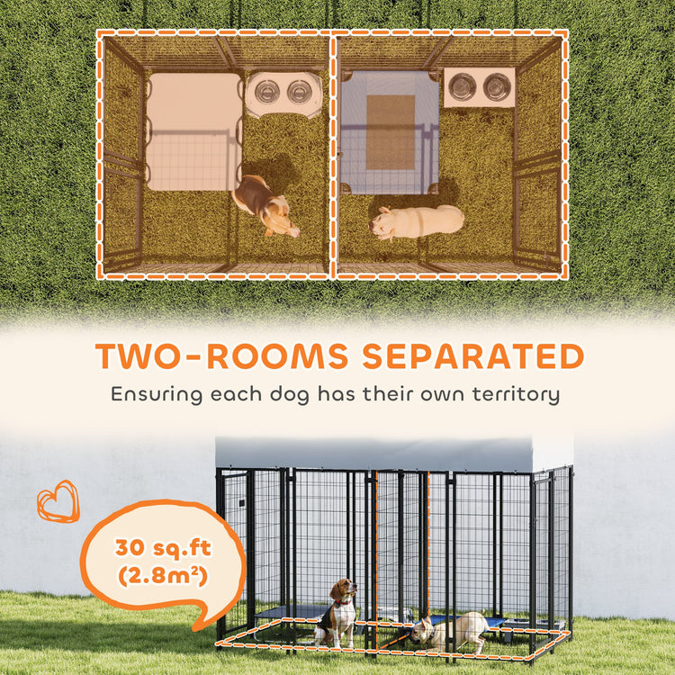 Outdoor Dog Kennel with Two-Room Design