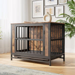 Dog Crate Furniture  Wooden Dog Crate Table Rustic Brown