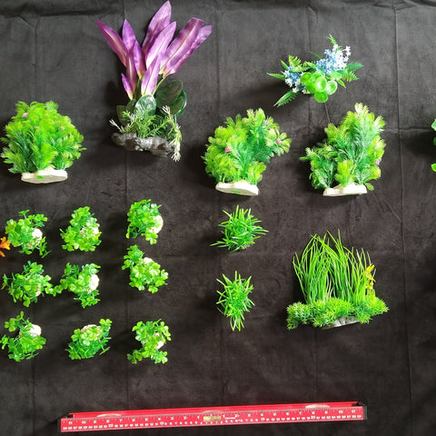 Premium Artificial Aquarium Plant Package for Fish Tank, Leprechaun City