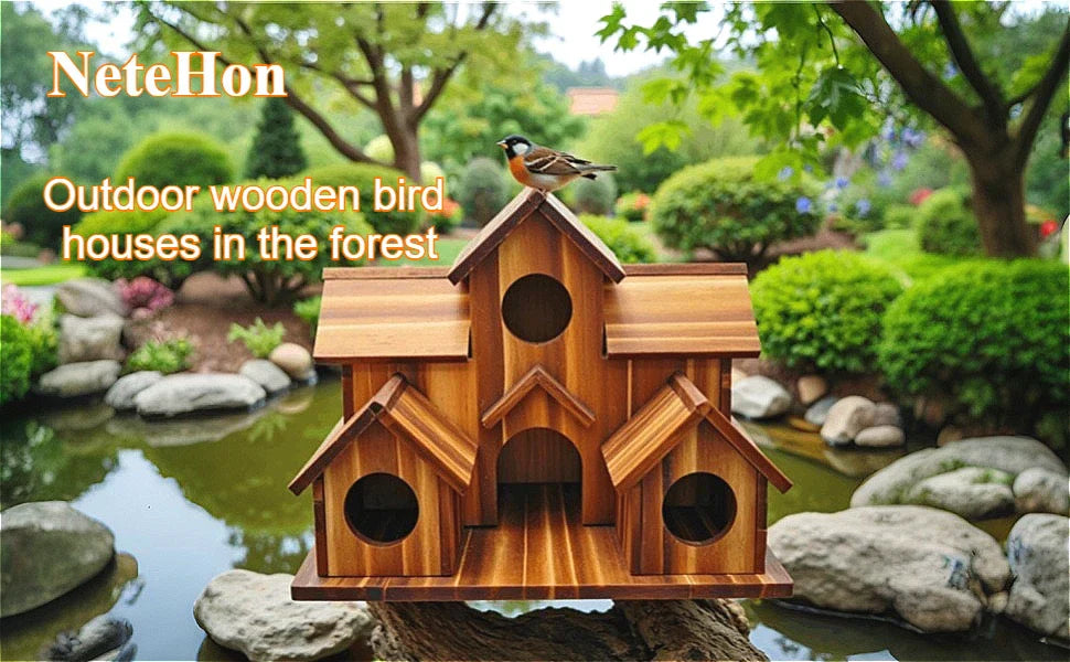 DecorBites™ Handmade 6-Hole Hanging Bird House