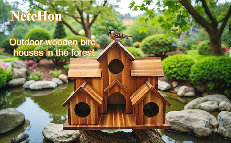 DecorBites™ Handmade 6-Hole Hanging Bird House