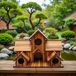 DecorBites™ Handmade 6-Hole Hanging Bird House