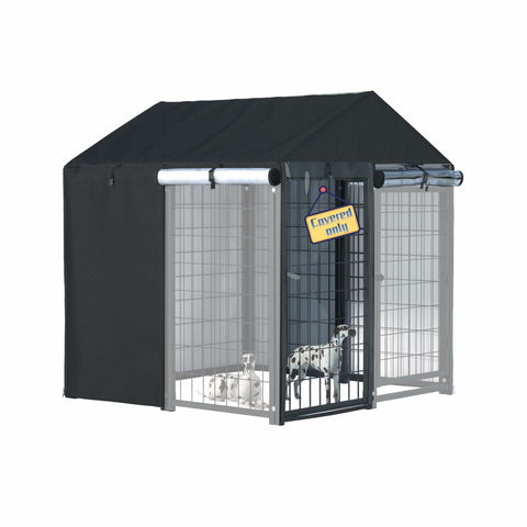 NGB Outdoor Dog Kennel Cover 4x4x4.5ft 600D Waterproof Windproof Black