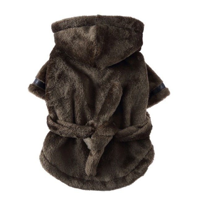 Luxury Soft Pet Dog Puppy Hooded Bathrobe