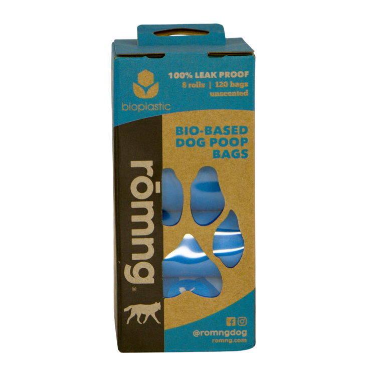 bio-based dog poop bags + bamboo dispenser