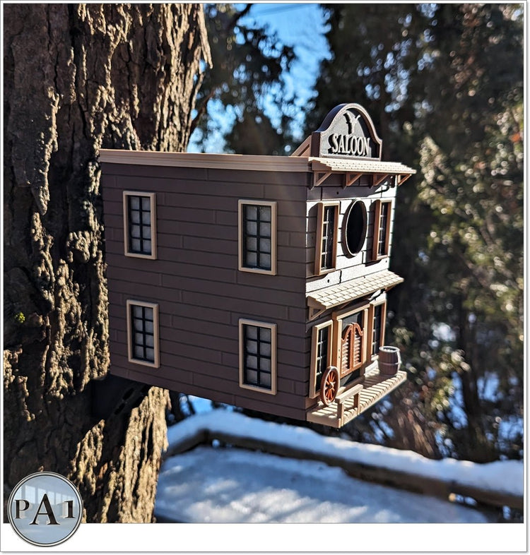 The Saloon Birdhouse – Western-Style Bird House with Old West Charm for Garden or Porch