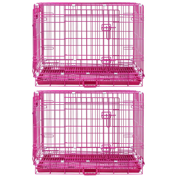 24-42" Collapsible Pink Dog Crate RED24-42